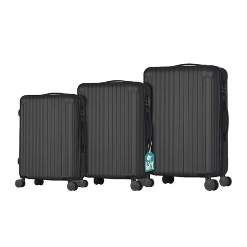 Conjunto de 3 malas trolley com pega telescópica e rodas 56/66/76cm pretas
