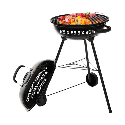 Barbecue a carvão Carmensa com grelha cromada Ø44cm para 6/8 pessoas