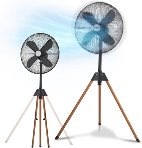 Ventoinha de 50W com pás de 40 cm, tripé dobrável com efeito de madeira - Design moderno