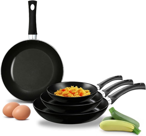 Conjunto de 4 frigideiras antiaderentes com cabo Soft Touch ergonómico
