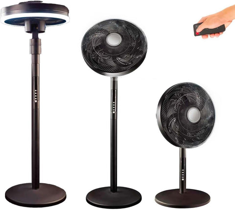 Ventoinha 2 em 1 de mesa e de pé, 70W, LED orientável tipo lâmpada e 4 velocidades