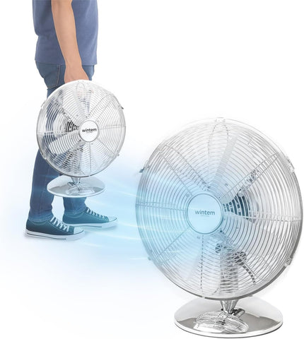 Ventoinha de mesa moderna de 40W, silenciosa - 3 velocidades e oscilação