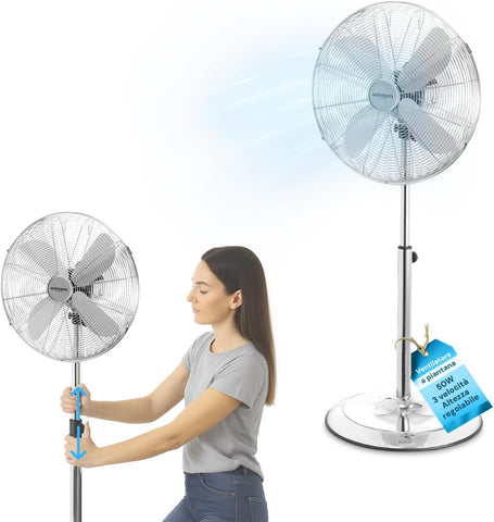 Ventoinha com coluna silenciosa de 50W, com 3 velocidades e oscilação regulável