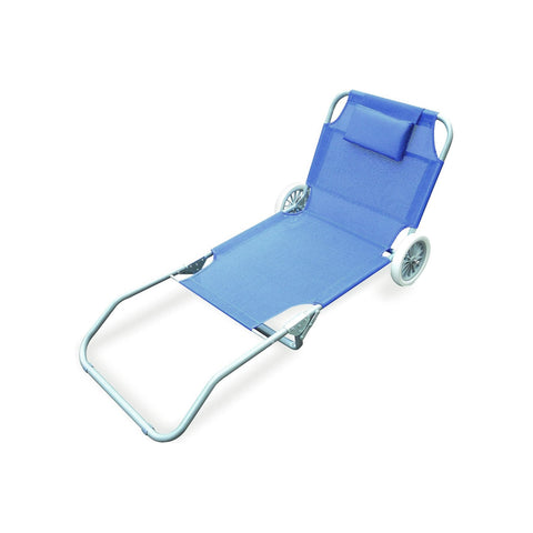 Cadeira de praia dobrável com rodas azul