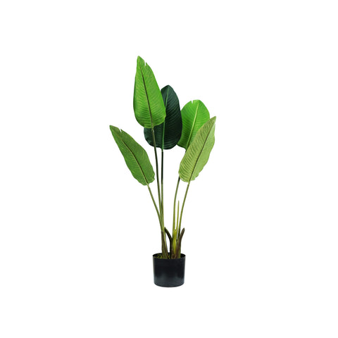Strelitzia artificial em polietileno com 5 folhas e vaso 100cm