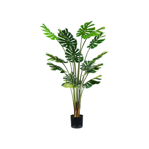 Monstera artificial em polietileno com 16 folhas e vaso com musgo 170cm