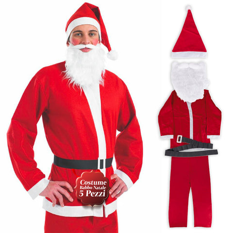 Fato completo de Pai Natal – Chapéu, barba, casaco e calças