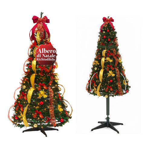 Árvore de Natal de 150 cm com luzes quentes – Dobrável com sistema pop-up