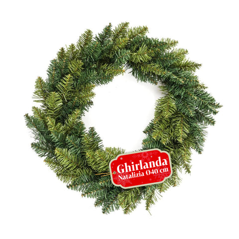 Grinalda de Natal Verde Ø40 cm – Estrutura Densa com Acabamento Natural