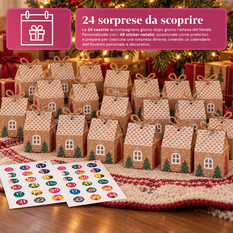 Calendários do Advento – Versão Árvore com Gavetas ou Casinhas com Autocolantes