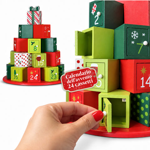 Calendários do Advento – Versão Árvore com Gavetas ou Casinhas com Autocolantes