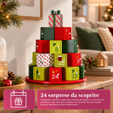 Calendários do Advento – Versão Árvore com Gavetas ou Casinhas com Autocolantes