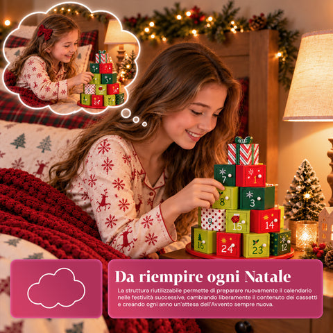 Calendários do Advento – Versão Árvore com Gavetas ou Casinhas com Autocolantes