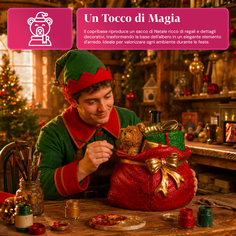 Base decorativa para árvore de Natal, 10 motivos, em ferro e magnésio, fixação universal, para árvores até 210 cm, 2 modelos com luzes LED