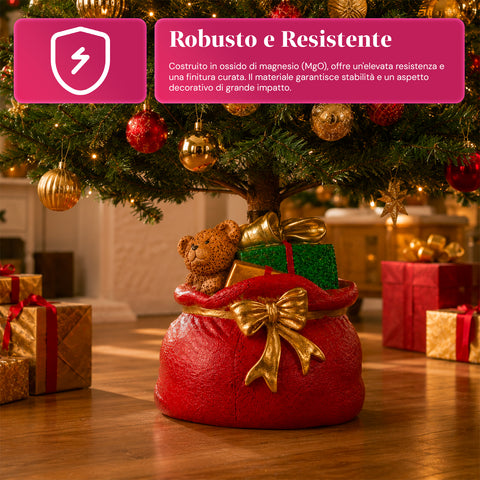 Base decorativa para árvore de Natal, 10 motivos, em ferro e magnésio, fixação universal, para árvores até 210 cm, 2 modelos com luzes LED