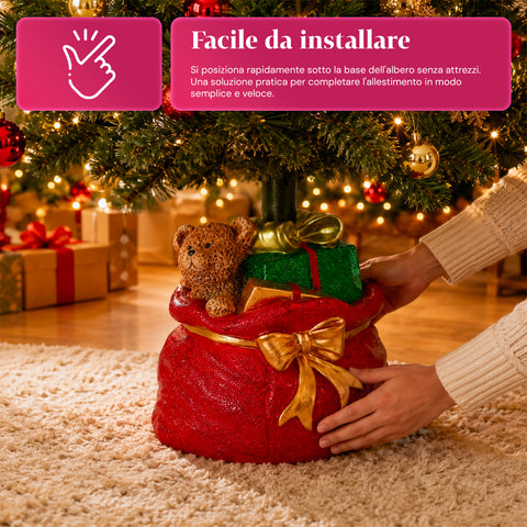 Base decorativa para árvore de Natal, 10 motivos, em ferro e magnésio, fixação universal, para árvores até 210 cm, 2 modelos com luzes LED