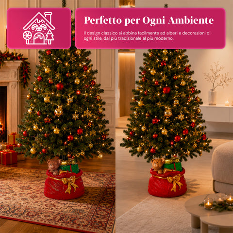 Base decorativa para árvore de Natal, 10 motivos, em ferro e magnésio, fixação universal, para árvores até 210 cm, 2 modelos com luzes LED