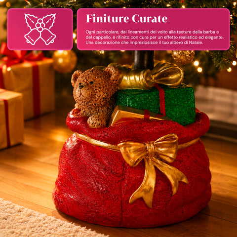 Base decorativa para árvore de Natal, 10 motivos, em ferro e magnésio, fixação universal, para árvores até 210 cm, 2 modelos com luzes LED