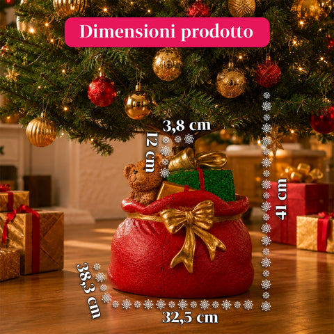 Base decorativa para árvore de Natal, 10 motivos, em ferro e magnésio, fixação universal, para árvores até 210 cm, 2 modelos com luzes LED