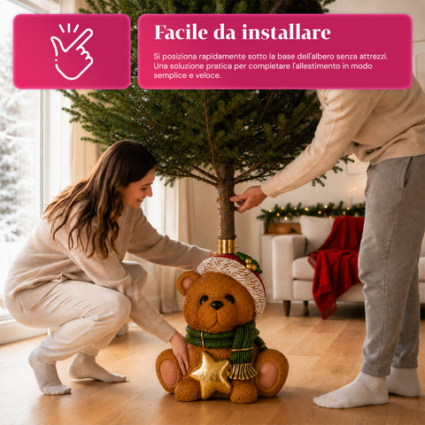 Base decorativa para árvore de Natal, 10 motivos, em ferro e magnésio, fixação universal, para árvores até 210 cm, 2 modelos com luzes LED