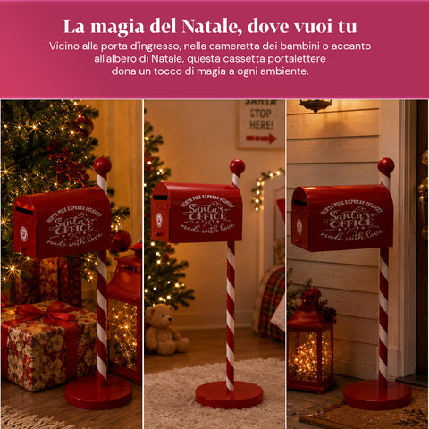 Caixa de correio de Natal vermelha e branca H50 cm em estilo americano