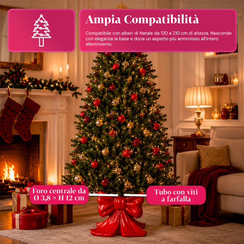 Base decorativa para árvore de Natal, 10 motivos, em ferro e magnésio, fixação universal, para árvores até 210 cm, 2 modelos com luzes LED