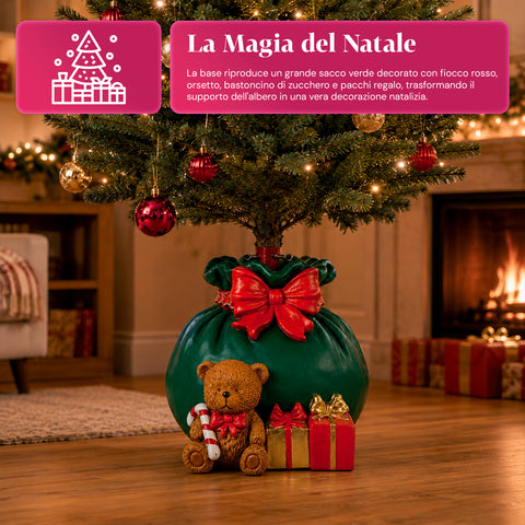 Base decorativa para árvore de Natal, 10 motivos, em ferro e magnésio, fixação universal, para árvores até 210 cm, 2 modelos com luzes LED