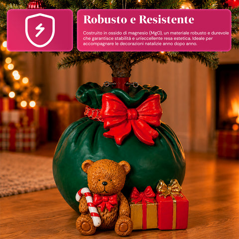 Base decorativa para árvore de Natal, 10 motivos, em ferro e magnésio, fixação universal, para árvores até 210 cm, 2 modelos com luzes LED