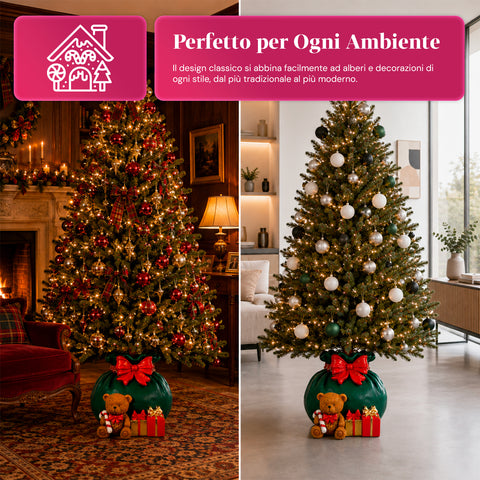 Base decorativa para árvore de Natal, 10 motivos, em ferro e magnésio, fixação universal, para árvores até 210 cm, 2 modelos com luzes LED
