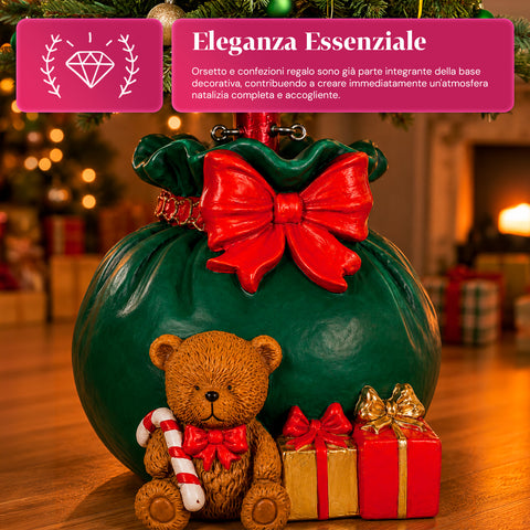 Base decorativa para árvore de Natal, 10 motivos, em ferro e magnésio, fixação universal, para árvores até 210 cm, 2 modelos com luzes LED