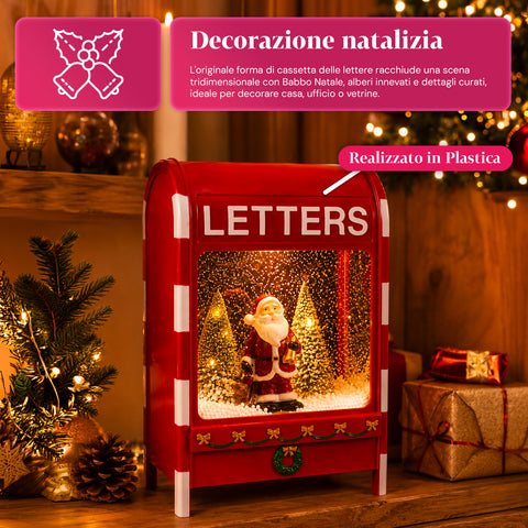 Caixa de Correio de Natal com Pai Natal – LED, Música e Efeito de Neve
