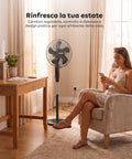 Ventilatore 40W a Piantana 40 cm con Telecomando e Altezza Regolabile fino a 135 cm – 6 Velocità