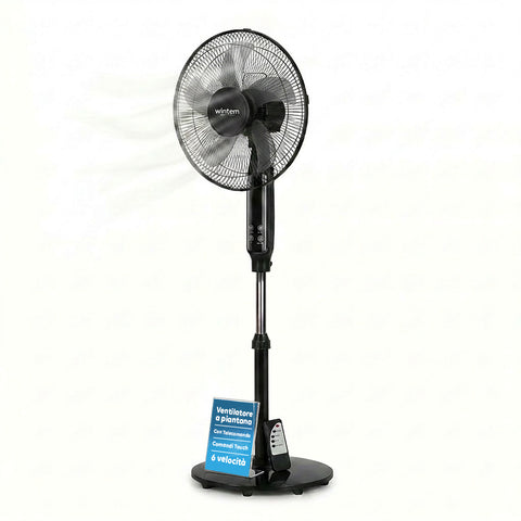 Ventoinha de pé 40W, 40 cm, com comando e altura regulável até 135 cm – 6 velocidades