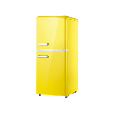 Frigorífico retro de duas portas 110l amarelo