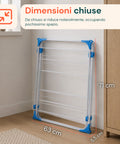 Stendibiancheria in Acciaio 61x44x138cm – Verticale, 4 Ganci e Pieghevole
