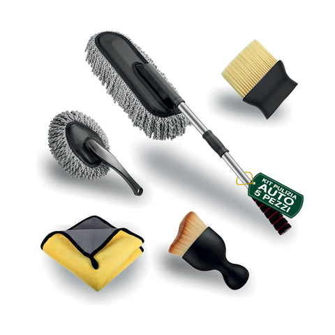 Kit de limpeza completo com 5 peças – escova, pincéis e pano de microfibra