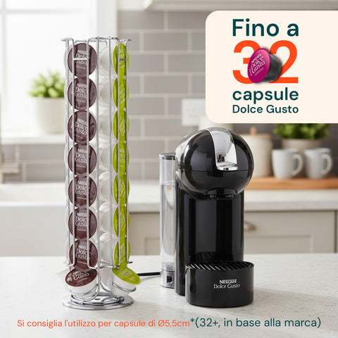 Expositor de Cápsulas de Café com 32 Espaços, Giratório e com Design Economizador de Espaço