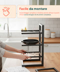 Organizer Cucina Salvaspazio con 4 Livelli Regolabili in Metallo Nero
