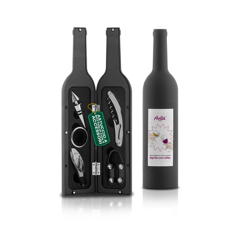 Conjunto de sommelier em forma de garrafa com saca-rolhas e acessórios