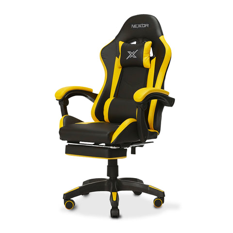 Cadeira gaming reclinável com apoio para os pés extensível, almofada lombar e apoio de cabeça