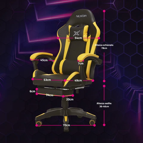 Cadeira gaming reclinável com apoio para os pés extensível, almofada lombar e apoio de cabeça