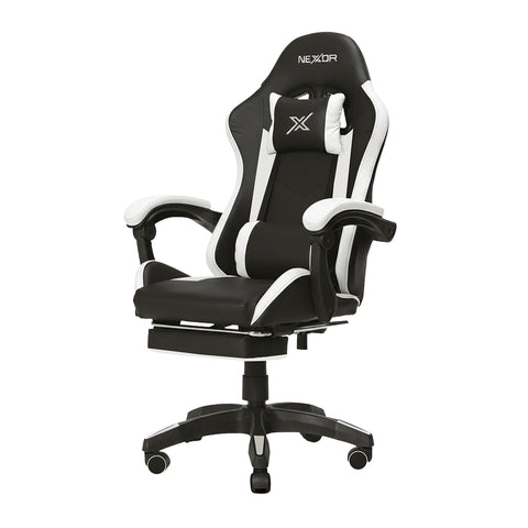Cadeira gaming reclinável com apoio para os pés extensível, almofada lombar e apoio de cabeça