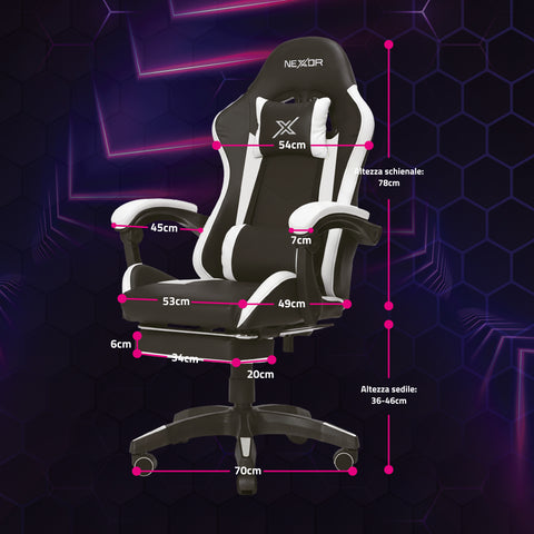 Cadeira gaming reclinável com apoio para os pés extensível, almofada lombar e apoio de cabeça