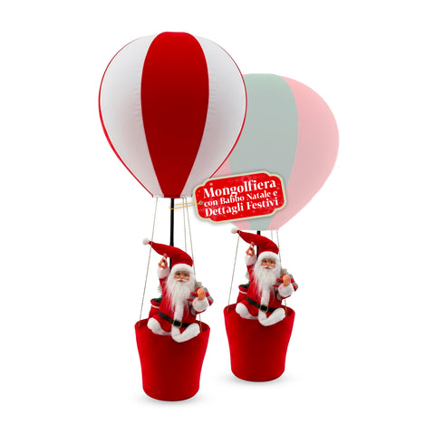 Decoração natalícia para interior – Balão de ar quente com Pai Natal e detalhes festivos