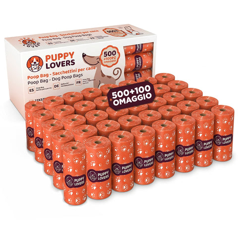 600 sacos biodegradáveis para dejetos de cães – Formato económico 500+100 grátis – 40 rolos de 15 sacos – Dimensões 22x33cm, espessura 0,01 mm