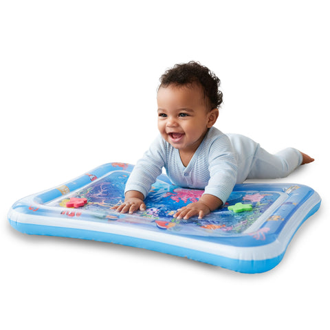 Tapete de água sensorial para bebé com 6 brinquedos flutuantes em PVC