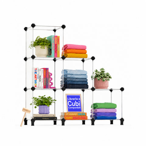 Estante de cubos modulares com 6 prateleiras, resistente e elegante