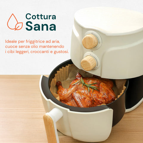 Conjunto de 100 un. de papel vegetal para fritadeira de ar quente - impermeável e resistente ao calor