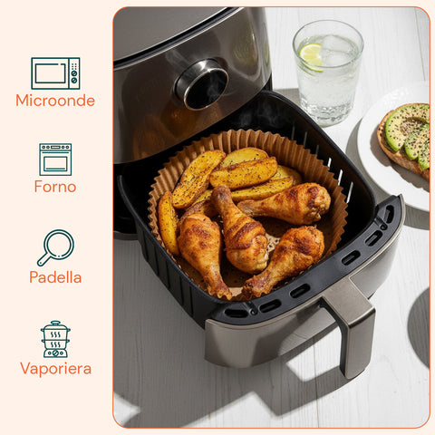 Conjunto de 100 un. de papel vegetal para fritadeira de ar quente - impermeável e resistente ao calor
