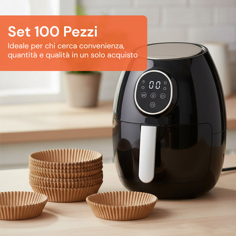 Conjunto de 100 un. de papel vegetal para fritadeira de ar quente - impermeável e resistente ao calor